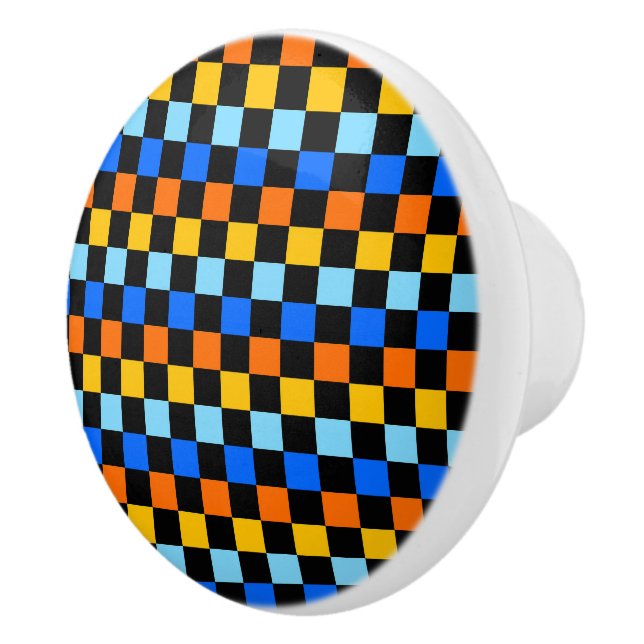 Fire and ice chequerboard pattern ceramic knob (Right)