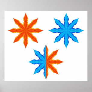 Fire and Ice Eight Point Stars Poster