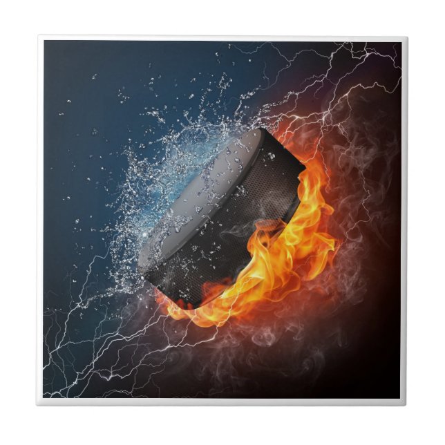 Fire and Ice Hockey Tile (Front)