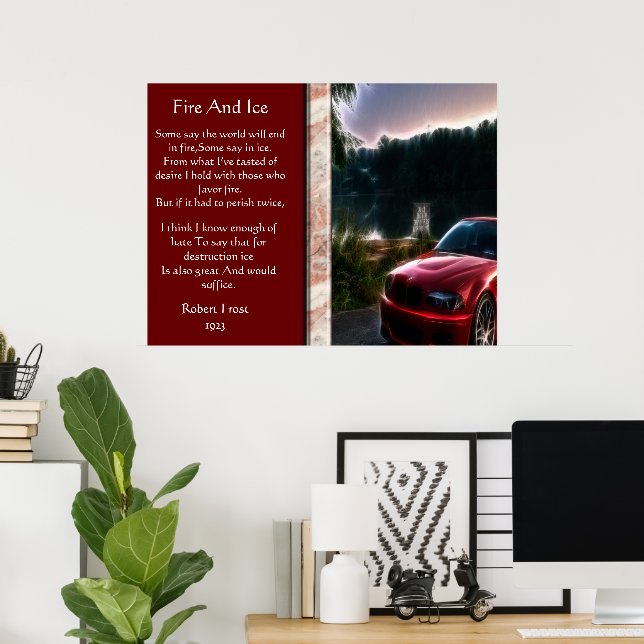 Fire And Ice Hot Red Car Posters (Home Office)