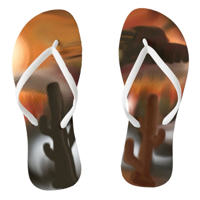 Fire and Ice Southwest Abstract Art Flip Flops (Footbed)