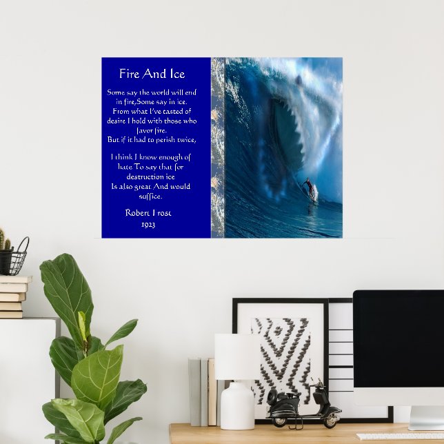 Fire And Ice With Ocean silhouette Posters (Home Office)