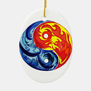 Fire and Ice Yin-Yang Ceramic Tree Decoration