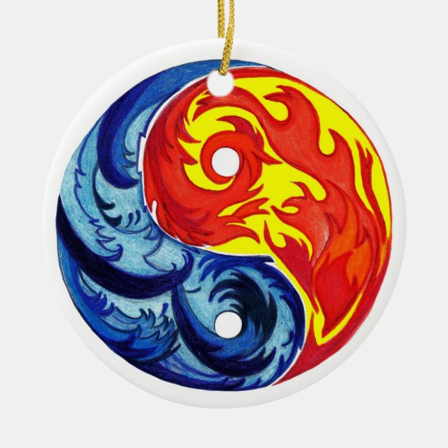 Fire and Ice Yin-Yang Ceramic Tree Decoration (Front)