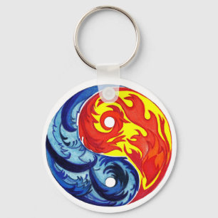 Fire and Ice Yin-Yang Key Ring