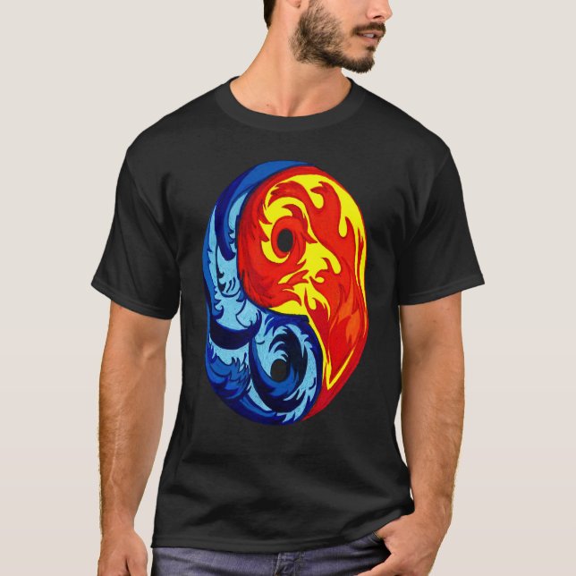 Fire and Ice Yin Yang T-Shirt (Front)