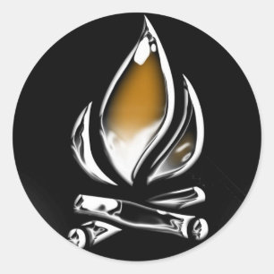 fire and logs copy classic round sticker