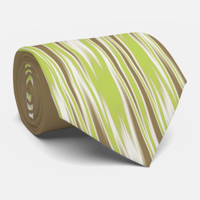 Fire and Rain Abstract Zig Zag Khaki Two-sided Tie (Rolled)