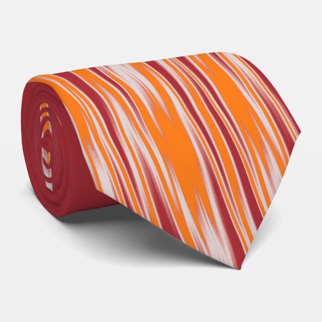 Fire and Rain Abstract Zig Zag Red Two-sided Tie (Rolled)