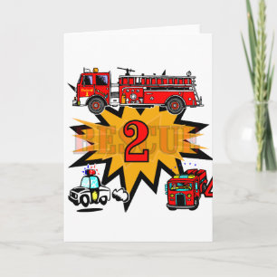 Fire and Rescue 2nd Birthday Tshirts and Gifts Card