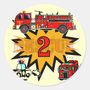 Fire and Rescue 2nd Birthday Tshirts and Gifts Classic Round Sticker