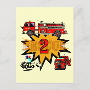Fire and Rescue 2nd Birthday Tshirts and Gifts Postcard