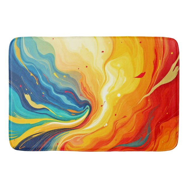 Fire and Water Abstract Bath Mat (Front)
