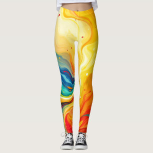 Fire and Water Abstract Leggings