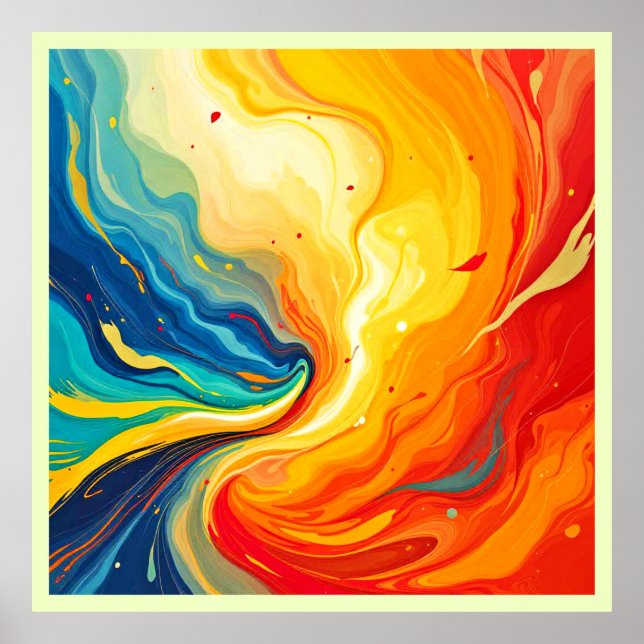 Fire and Water Abstract Poster (Front)