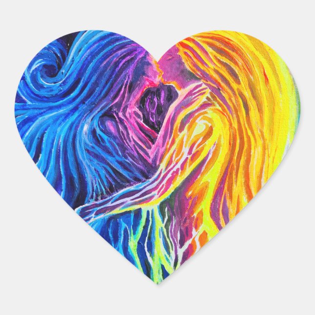 Fire and water heart sticker (Front)