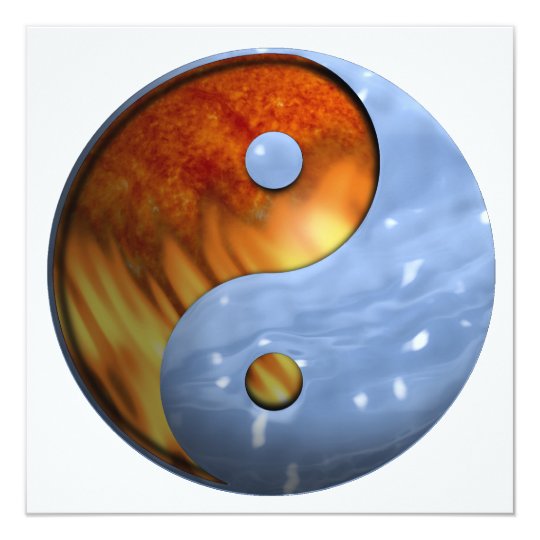 Fire and Water Yin and Yang Symbol Card