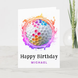 *~*  Fire AP94  Modern Golf Ball Birthday Card 