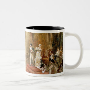 Fire at the Austrian Embassy (oil on canvas) Two-Tone Coffee Mug