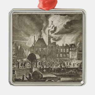 Fire at the old Amsterdam Town Hall, 17th July 165 Metal Tree Decoration