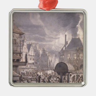 Fire at the Old Town Hall in Amsterdam Metal Tree Decoration