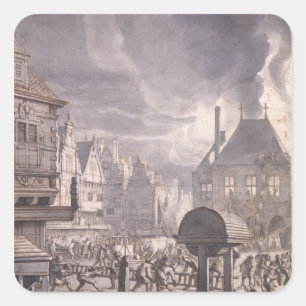 Fire at the Old Town Hall in Amsterdam Square Sticker