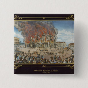 Fire at the Royal Theatre in Dresden 15 Cm Square Badge