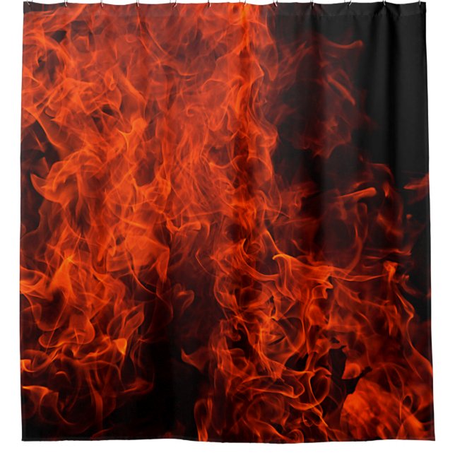 Fire background flame black hot shower curtain (Front)