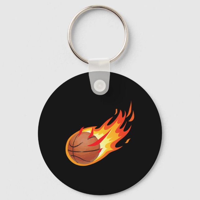 Fire Ball Basketball Shot Is Fire And Makes Games  Key Ring (Front)