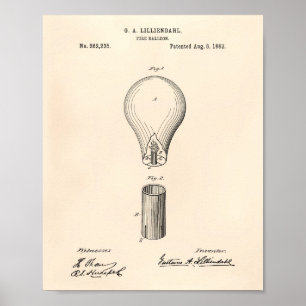 Fire Balloon 1882 Patent Art Old Peper Poster