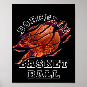 Fire Baskerball Lover Black Background  Poster