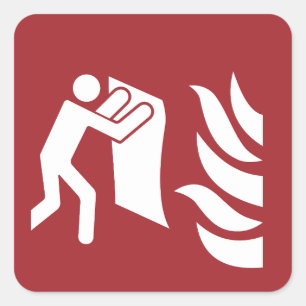 Fire Blanket Safety Sign Square Sticker