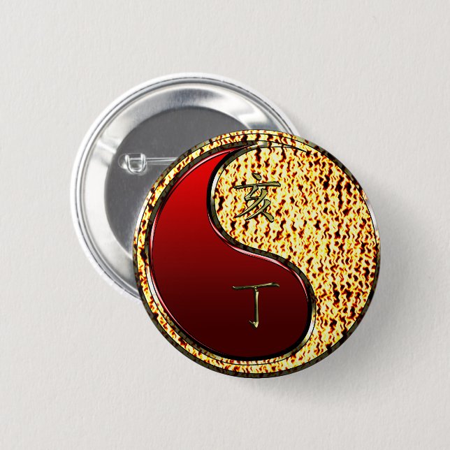 Fire Boar 6 Cm Round Badge (Front & Back)