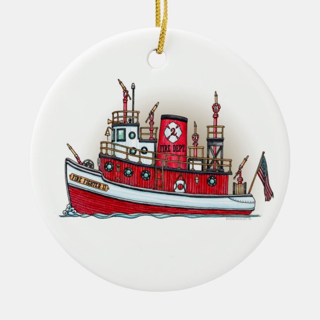 Fire Boat Ornament (Front)