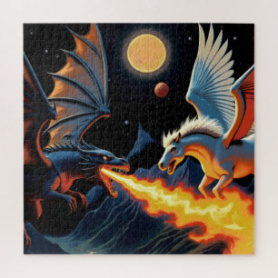 Fire Breathing Dragon and Pegasus Jigsaw Puzzle