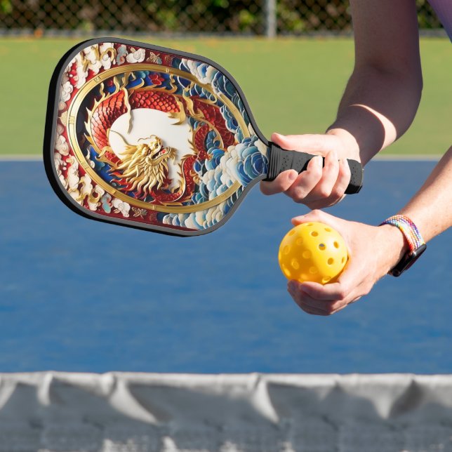 Fire breathing dragon artificial intelligence pickleball paddle (Insitu)