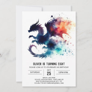  Fire Breathing Dragon Birthday Customisable Invitation