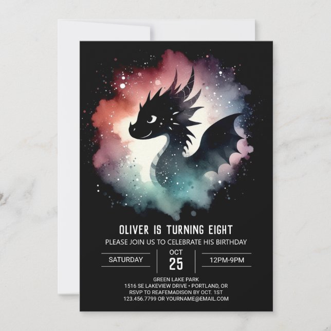 Fire Breathing Dragon Birthday Digital Invitation (Front)