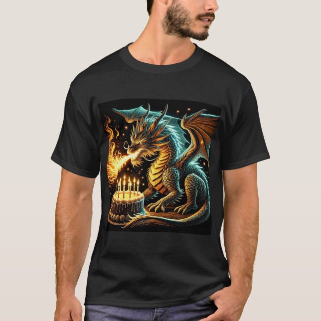 Fire-Breathing Dragon Birthday Mens Tshirt (Front)