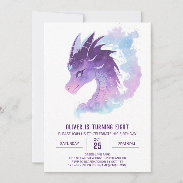 Fire-Breathing Dragon Fantasy Birthday Invitation (Front)