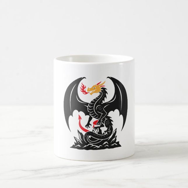 Fire Breathing Dragon Fantasy Graphic Custom Coffee Mug (Center)