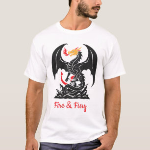 Fire Breathing Dragon Fantasy Graphic Custom T-Shirt