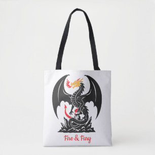 Fire Breathing Dragon Fantasy Graphic Custom Tote Bag