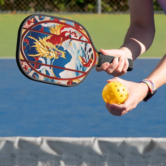 Fire breathing dragon Gold And Red Pickleball Paddle (Insitu)