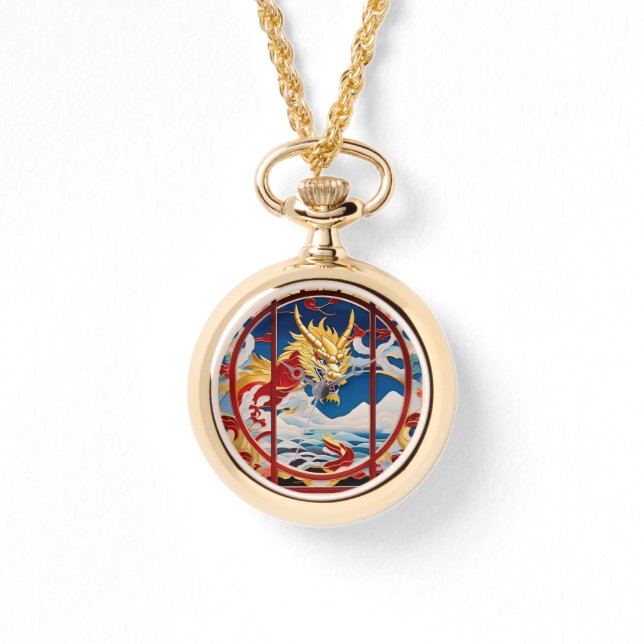Fire breathing dragon Gold And Red Watch (Front)