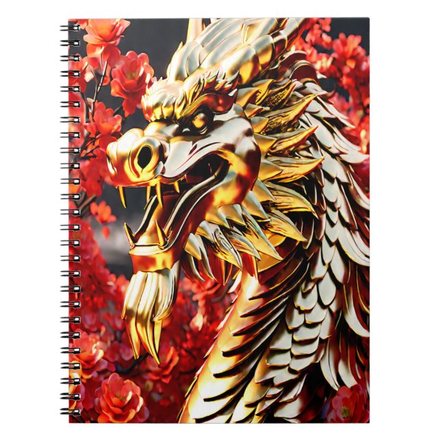 Fire breathing dragon gold head notebook (Front)