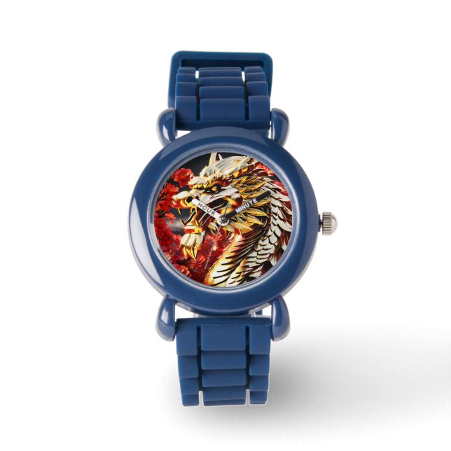 Fire breathing dragon gold head watch (Front)