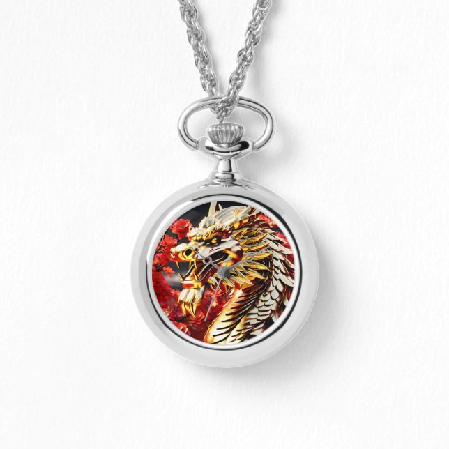 Fire breathing dragon gold head watch (Front)