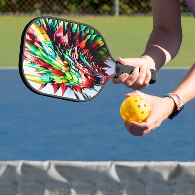 Fire breathing dragon Green And Red Pickleball Paddle (Insitu)