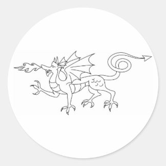 Fire breathing Dragon Illustration Classic Round Sticker